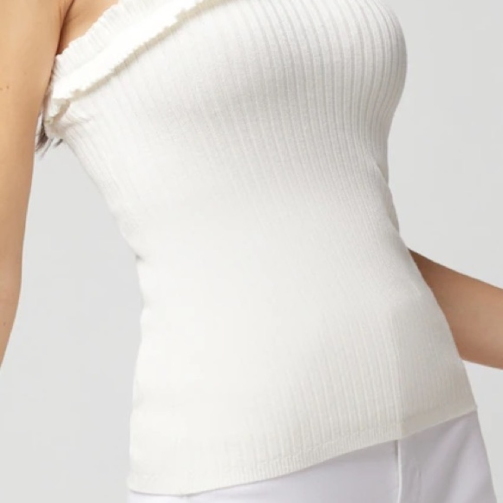 NWT WHBM Ruffle One-Shoulder‎ Tank Sweater - Picture 3 of 5